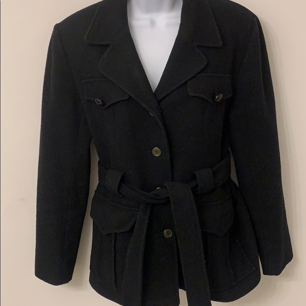 Jonathan Michael Vintage Black Wool/Nylon Belted Trench - Small - Picture 7 of 11